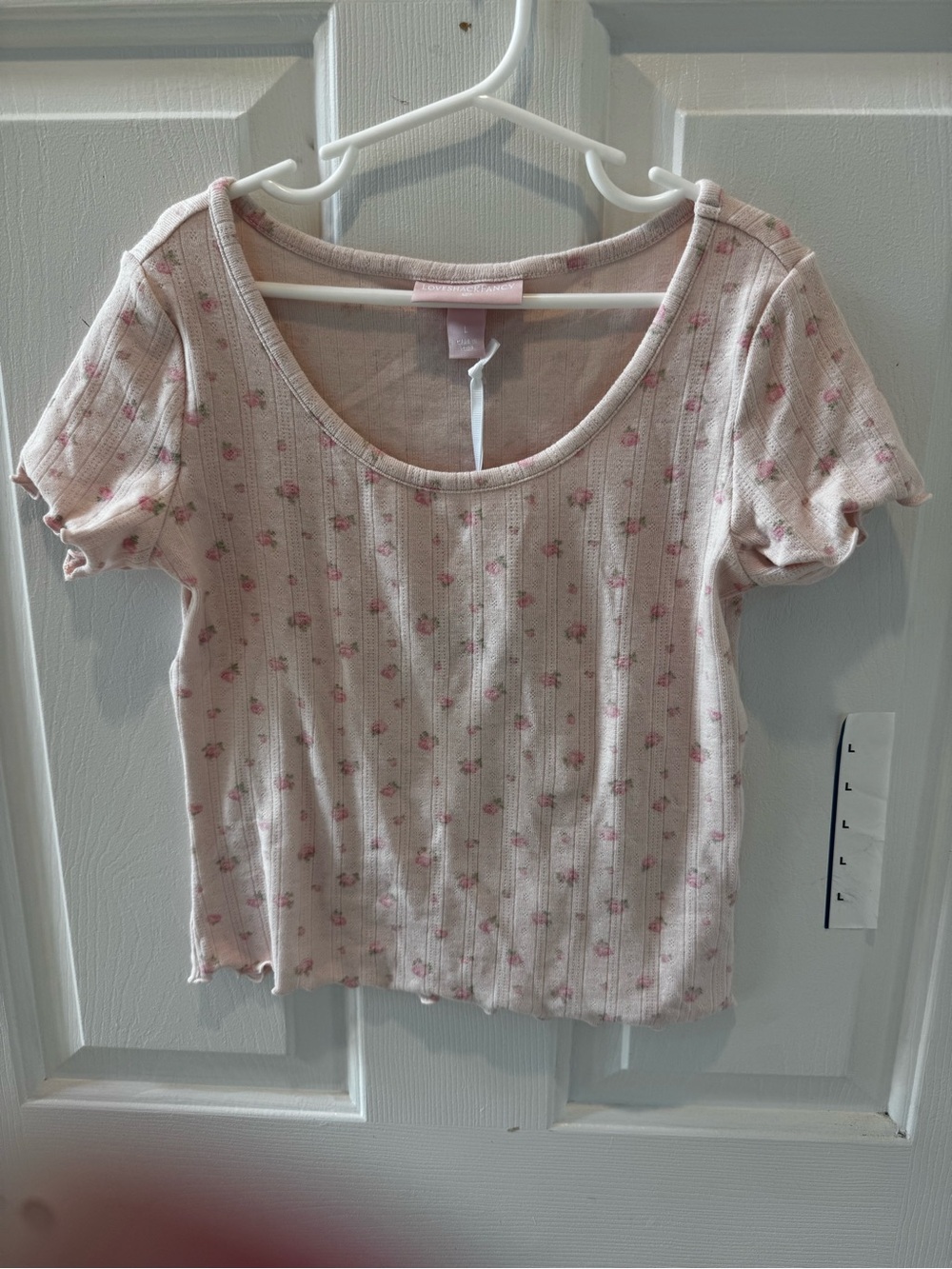 Love Shack Fancy x Target Pink Floral Ribbed Scoop Crop Top